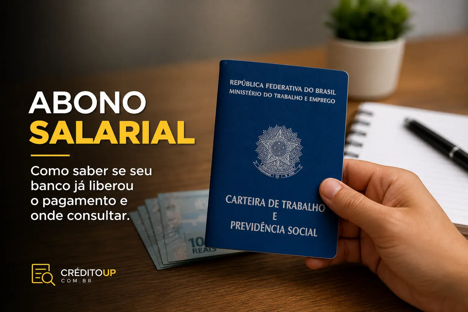 Documento CTPS azul e texto 'ABONO SALARIAL'.