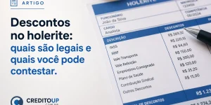 Página sobre holerite destacando descontos legais e contestáveis
