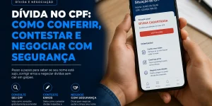 Mão segurando smartphone com Situação do CPF de João da Silva