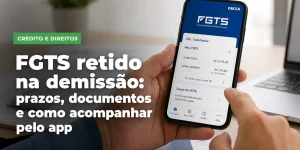 Smartphone com app Caixa FGTS exibindo informações do FGTS