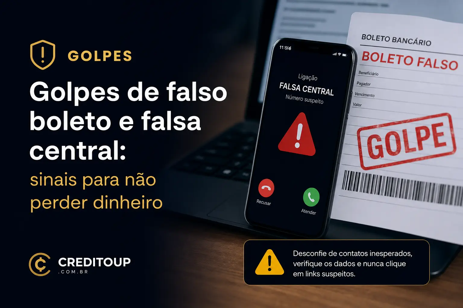 Alerta de golpe de boletos falsos em celular e boleto