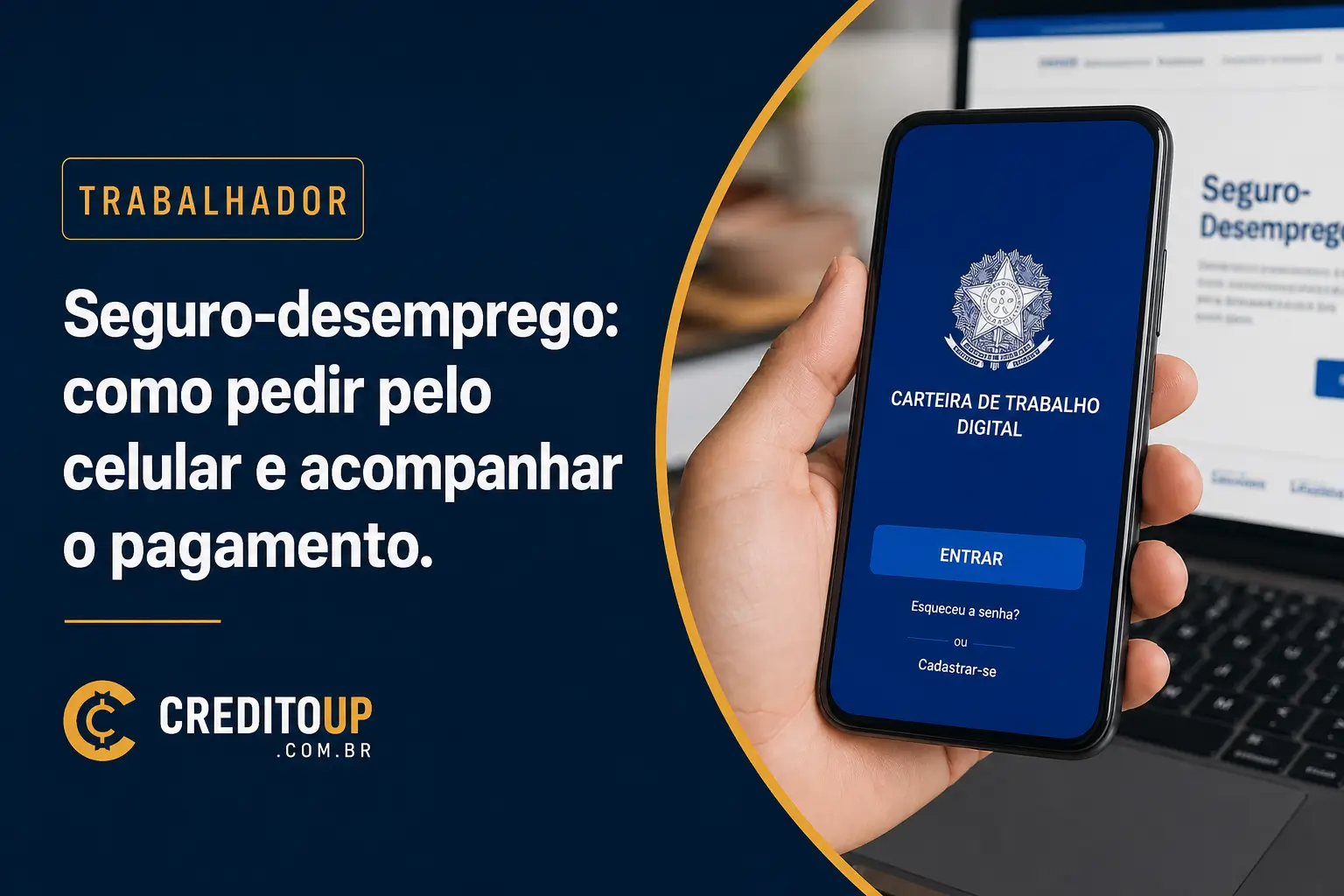 Smartphone acessando Carteira de Trabalho Digital