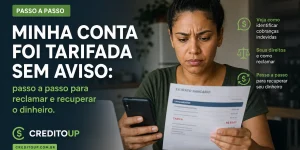 Mulher preocupada verificando extrato bancário no laptop