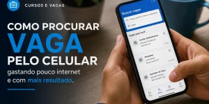 Pessoa buscando vagas no celular com foco em economia de dados